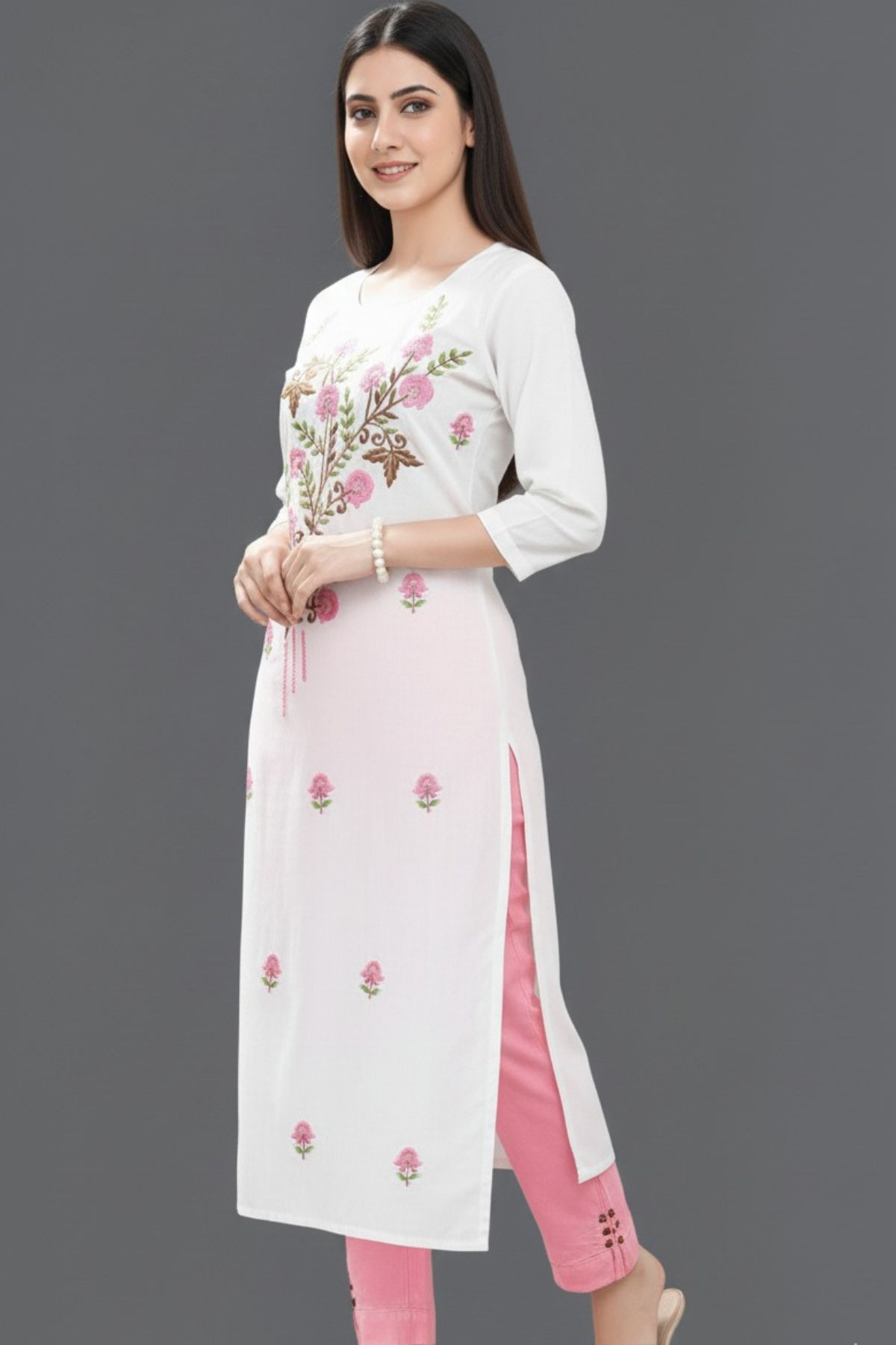 This green floral kurti brings freshness and charm together. Soft fabric, breezy design, and effortless style for your everyday elegance. (8)